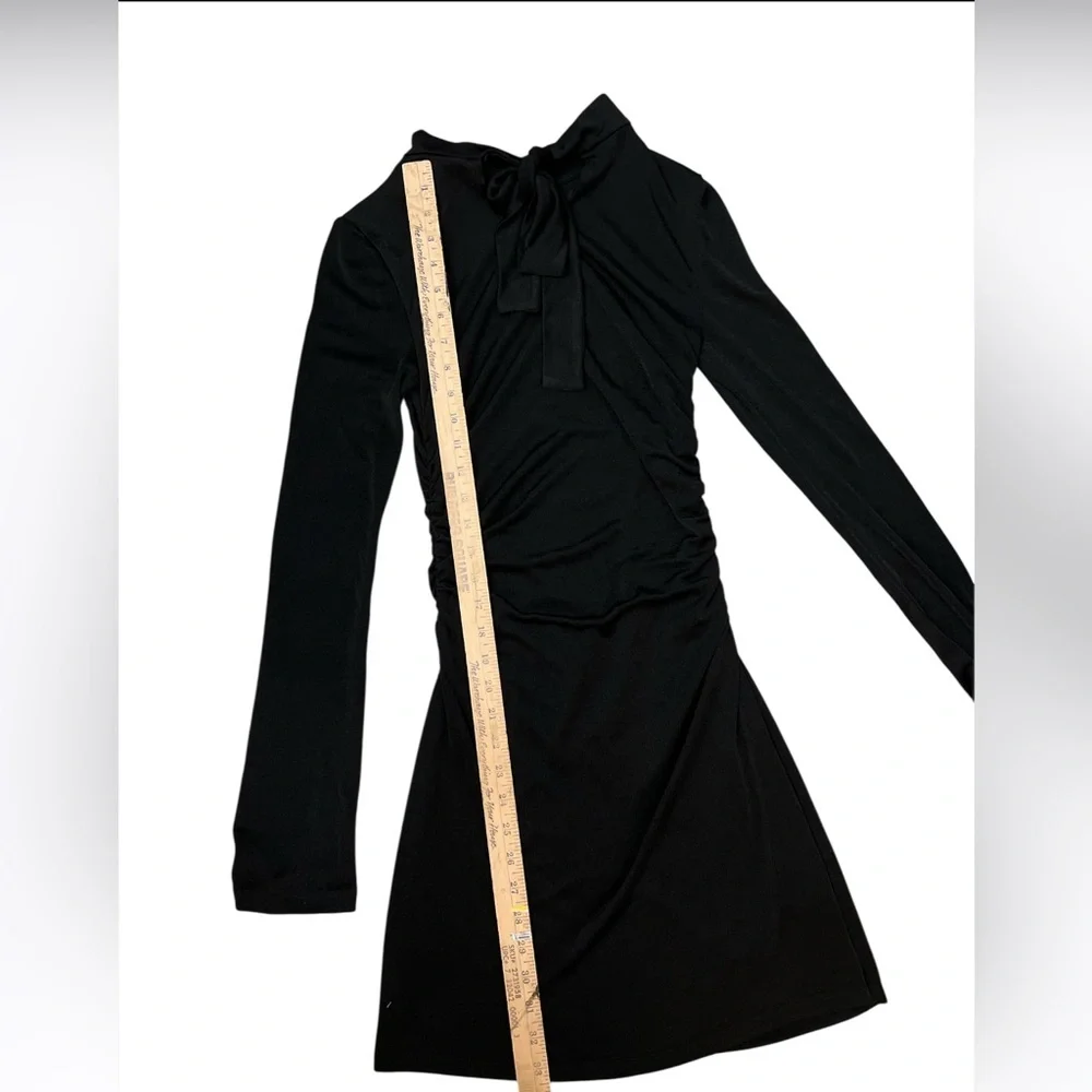 WAYF Vivi Tie Back Long Sleeve Black Minidress XS - Picture 6 of 6